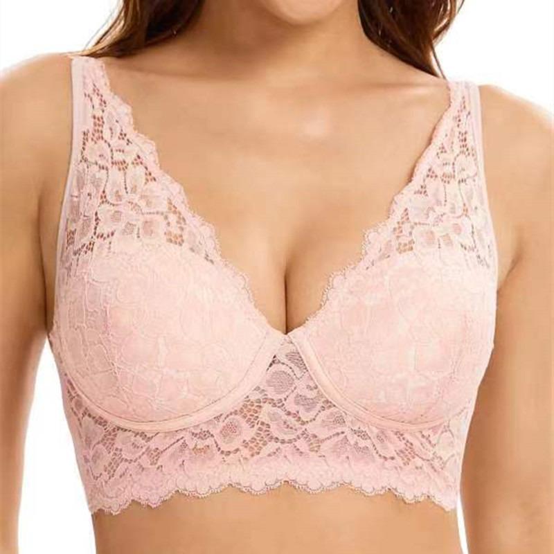 Women S Wireless Lace French Style Sexy Plus Size Bra