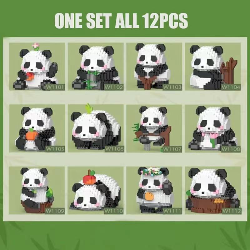 Creative DIY Assemable Animal Cute MINI Chinese Style Animal Panda Building Block Educational Boy Toys For Children Model Bricks