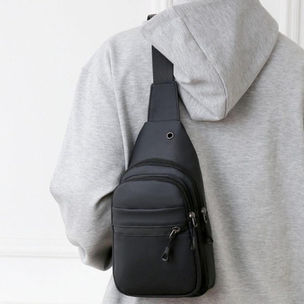 Multi-functional Nylon Crossbody Bag Square Phone Pouch Bag Fashion Men Chest Bag Female