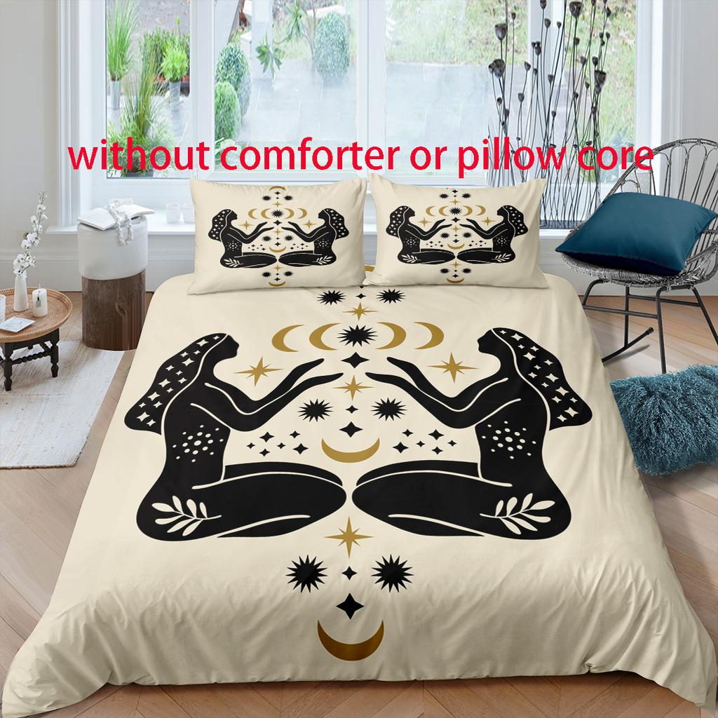 Abstraktes symmetrisches FrauStyle Digitaldruck Bettdecken-Set - Polyester - Schlafzimmerdekor - 1 Bettbezug + 2 Kissenbezüge (kein Kissenkern)