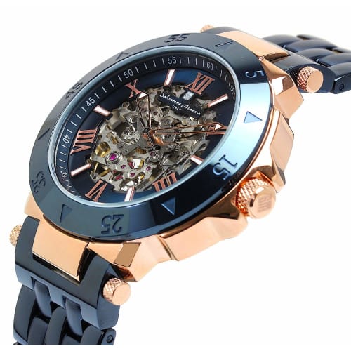 Salvatore Marra Royal Blue Automatic Skeleton Watch for Men, Business and Formal Wear