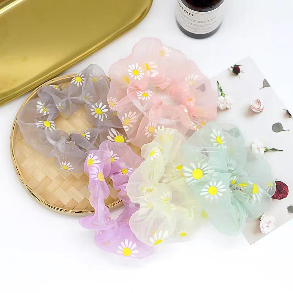 Gumki do włosów Elastyczne Miękka Gaza Wzór Stokrotki Wstążki do włosów Jelito Akcesoria do włosów