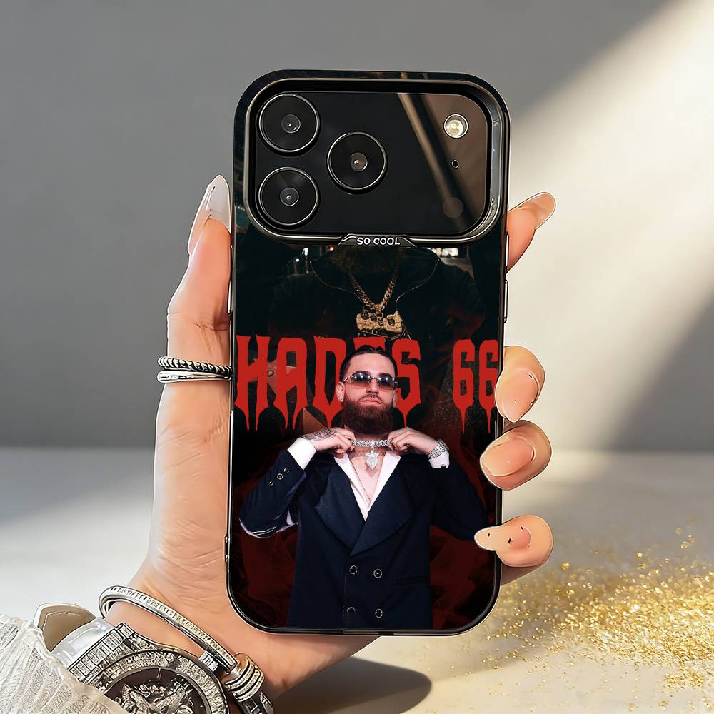 Rapper H-Hades 66 Phone Case For iPhone17 16 15 14 13 12 Pro Max Grey Black Matte Laser Metallic Aurora Funda