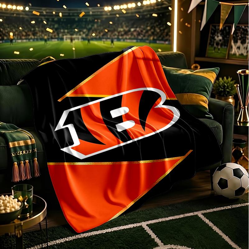 Bengals Team Logo Artwork Blanket Lightweight Flannel Bedding Blanket Perfect for Travel, Camping, Living Rooms, Offices, Sofas, Fan Christmas gift