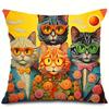 Retro Pop Style Cat Theme Digital Printing Pillow Cover Short Plush Suitable Living Rooms Bedrooms Sofas Throw Cushion Cover