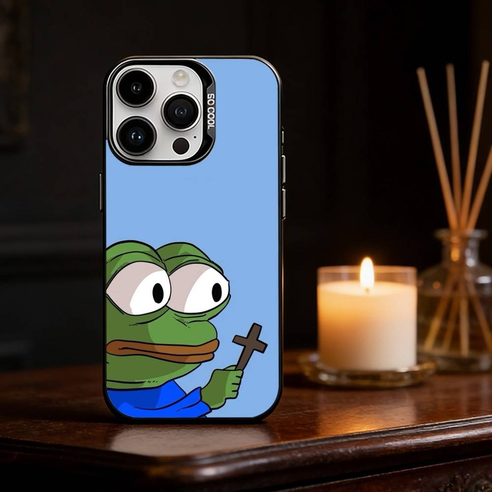 F-Funny P-Pepe the Frog Phone Case For iPhone 17,16,15,14,13,12,11,Pro Max,Plus Candy Silver Cover