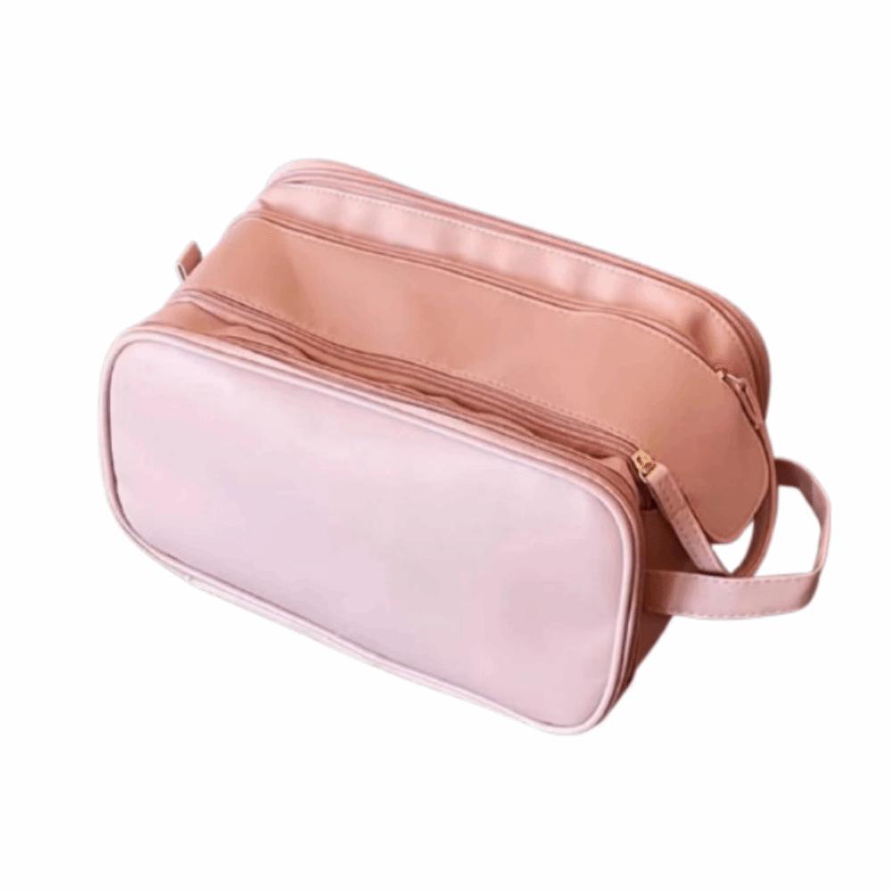 

Solid Color Travel Cosmetic Organizer Portable Handheld Storage Bag Makeup Brush Storage розовый