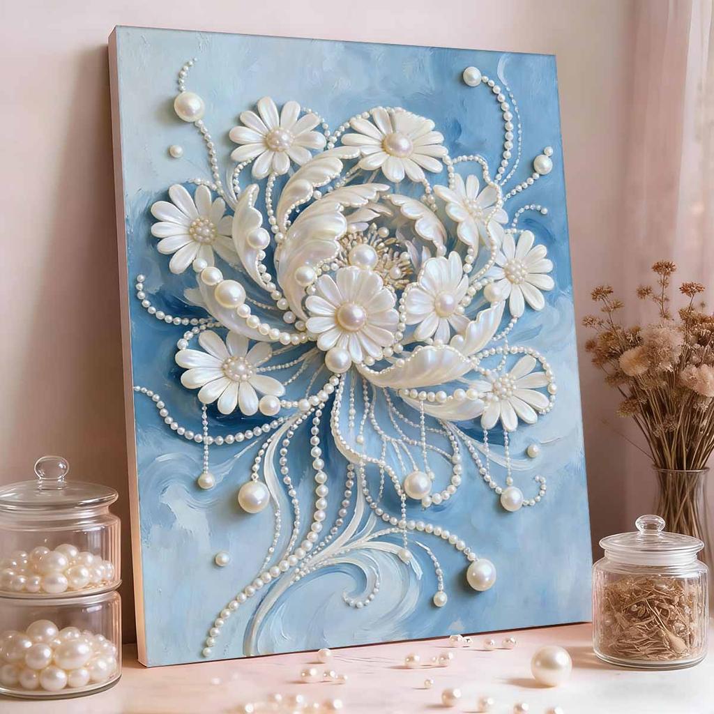 DIY Flower Pearl Diamond Art Painting Kits for Adults and Beginners, Fine View Sparkling Painting Craft Home Wall Decor Handmade Gift