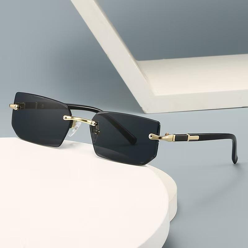 Rimless Sunglasses Rectangle Popular Women Men Shades Small Square Sun Glasses For Female Male Summer Traveling Oculos UV400