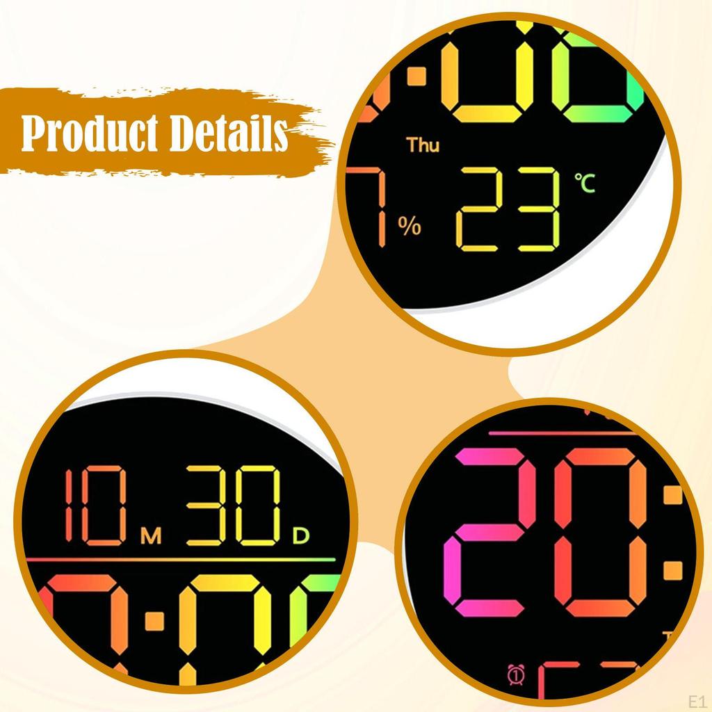 Digital Wall Clock Alarm Calendar LED Display Date Week with Remote Control Night Light
