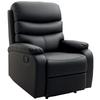 PU Leather Reclining Chair, Manual Recliner Chair with Padded Armrests, Retractable Footrest and Wood Frame, Black