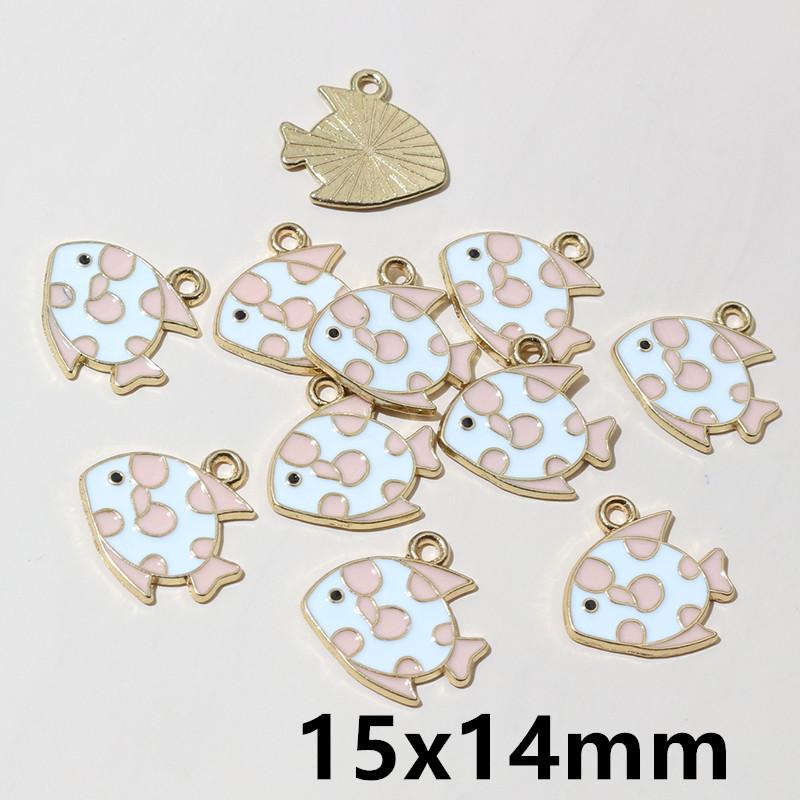 20pcs Enamel Fish Charms Pendant for Earrings Necklace Bracelet Findings Alloy Metal DIY Jewelry Making Accessories