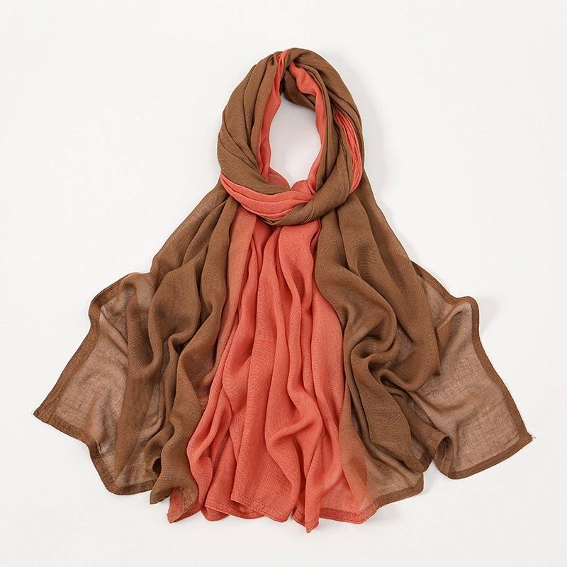 180*85Cm Muslim Viscose Hijab Scarf Women Gradient Color Cotton Feel Head Wrap Lady Soft Turban Scarves Solid Shawl Jersey Hijab