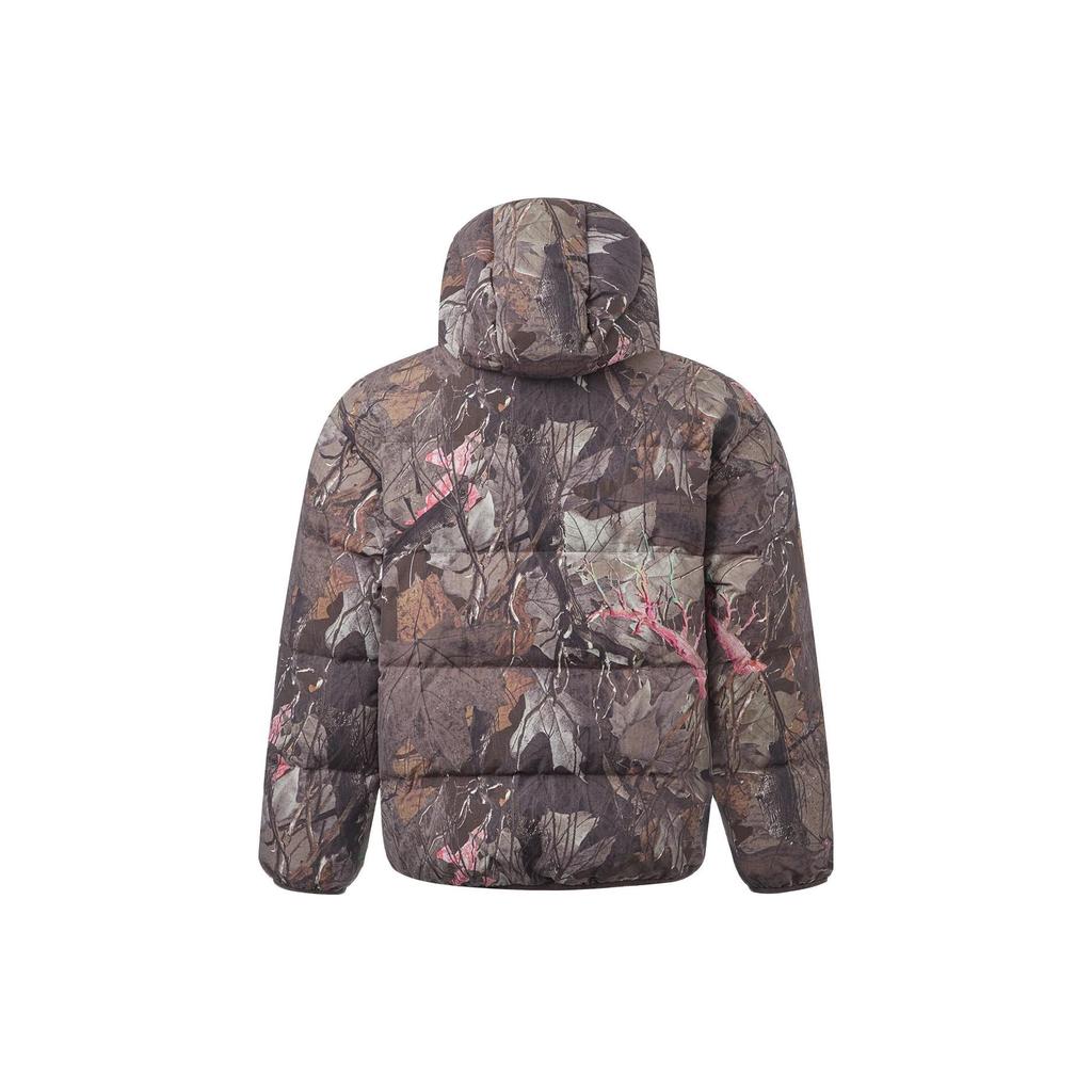 Li Ning Badfive Leaf Camouflage Water-Resistant Loose Short Hooded Down Jacket Men Jacket AYMT141-8