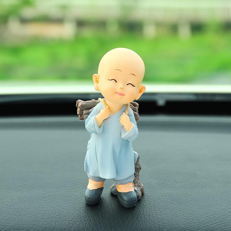 5pcs Car Ornaments Car Mounted Creative Sweeping Band Little Monk Cute Resin Crafts Little Monk Decoration Props Inside The Car