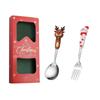 Conjunto de Colheres de Natal Conjunto de Talheres Criativos Colher de Sobremesa Garfo Árvore de Natal Desenho Animado Caixa de Presente