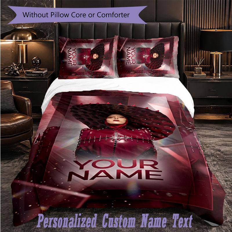 Personalized 3Pcs Bedding SetLady Gaga Custom Text Duvet Cover Pillowcase Set Bedroom Gift