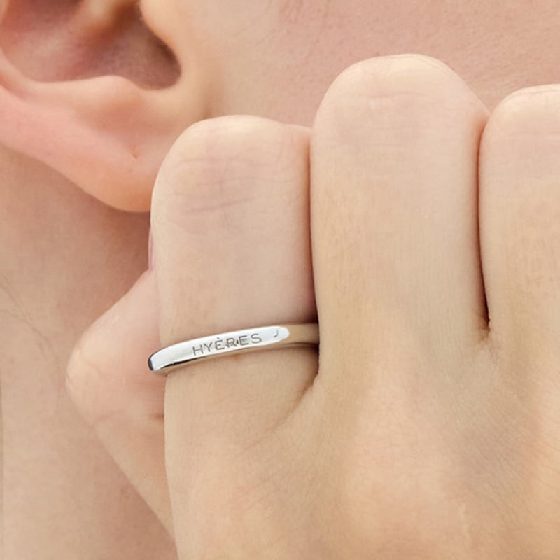 hyeres-lor Champagne Full Moon NEW Silver (W) Glossy Slim Ring S HL2R58229W9