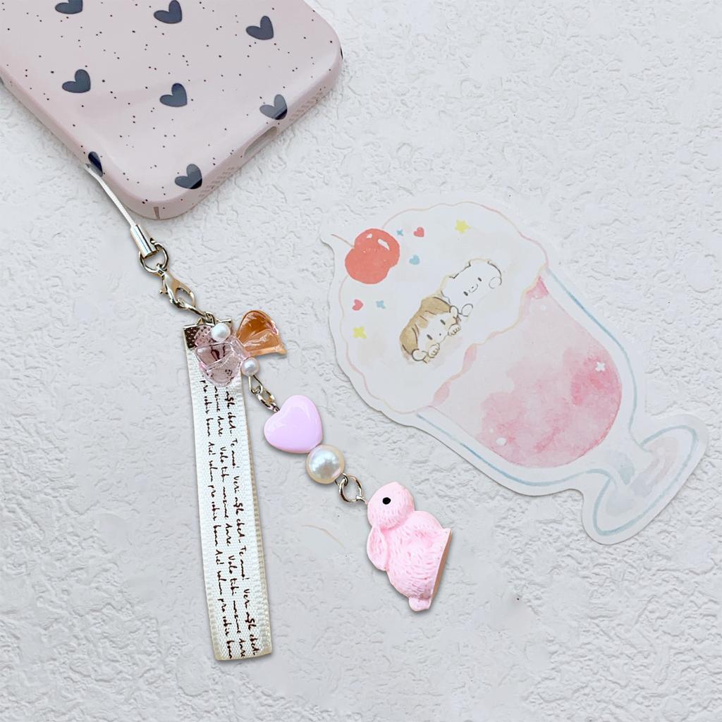 Erdbeer Hasen Acryl Handy Anhänger Riemen Ästhetik Handy Kette Lanyard Zubehör für Taschen und Kameras Verwendung