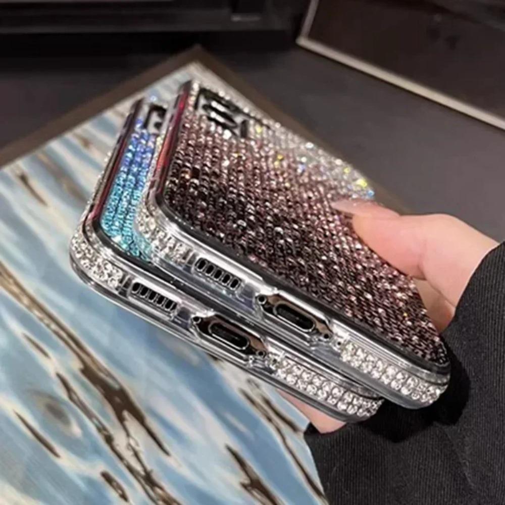 Luxury Gradient Full Diamond Case for Samsung Galaxy S24 S25 S23 Ultra S21 S22 Plus Note 20 Shinny Bling Shockproof PC Cover