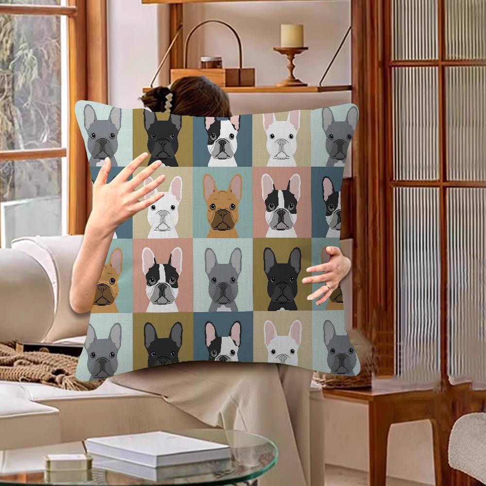 Anime French Bulldogs Lucky Dragon Pillow Cover Sofa Cushion Cover Home Room Decoration Children Gift