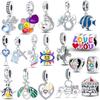 Neue 925 Sterling Silber Pfote Farbe Lächeln Fisch Einhorn Glühwürmchen Clips Anhänger Dangle Passend Original Armband DIY Schmuck