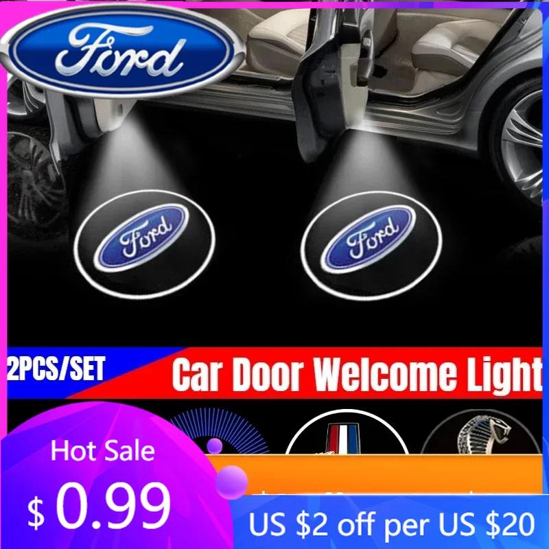 New 2026 Car Sticker Ford New 2025 Hot Led Car Door Welcome Light Projector Lamp for Ford Mustang Shelby Focus Fusion Transit Fi