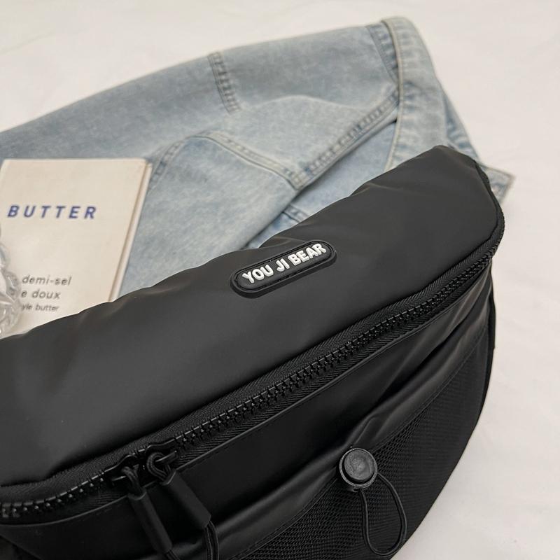 Black Waterproof PU Chest Bag Outdoor Cycling Bag Men Women Crossbody Mobile Phone Bag