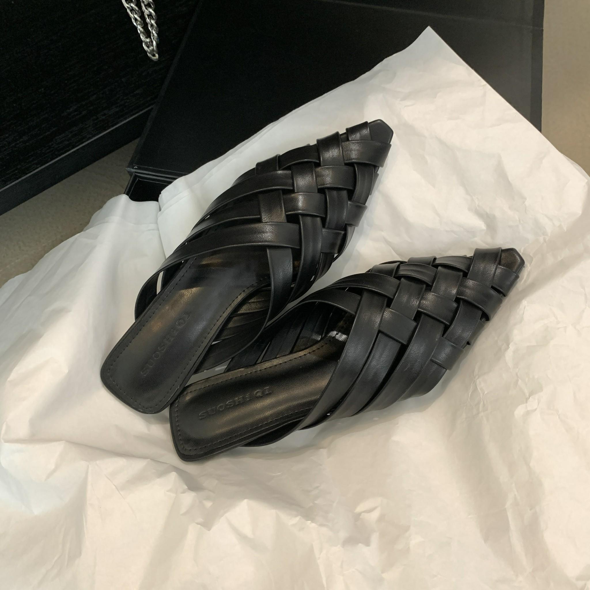 

Мода Bailamos Летние Женские Шлепанцы Мода Плетение Острый Носок Слипоны Женские Мюли Обувь Плоский Каблук Босоножки Обувь Платье Слайды Mujer 39 чёрный