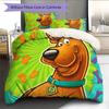 Pościel z wzorem Scooby-Doo Zestaw kołdry Dekoracja domu Prezent (1 * poszwa na kołdrę + 2 * poszewki na poduszki bez rdzenia)