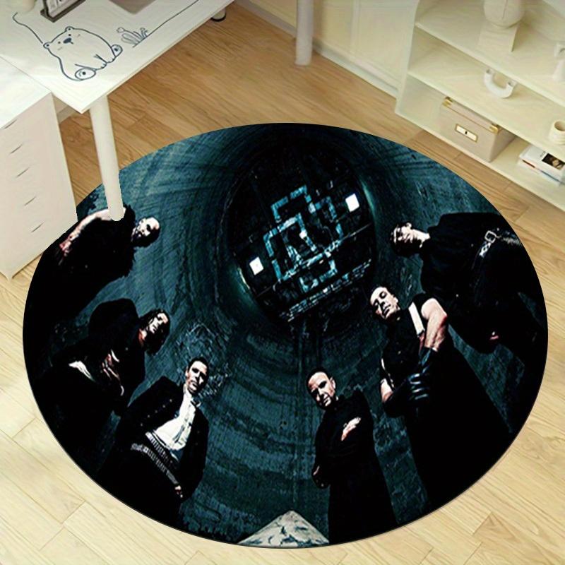 

1pc Home Office Outdoor Gift Circular Carpet - Industrial Style Design with Band Logo Print for Living Room, Bedroom, or Patio AreaRC2788 80cm by 80cm