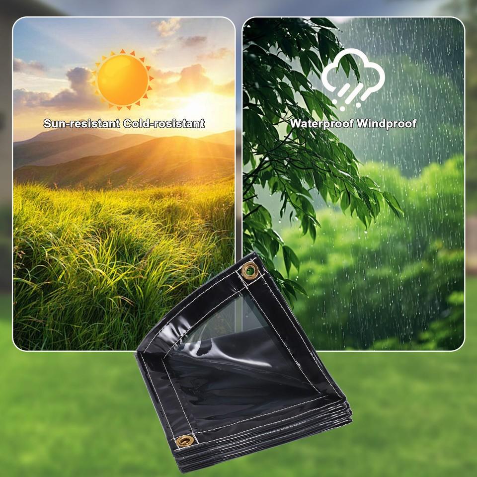Weatherproof PVC Tarpaulin With Eyelets, UV Protection, Transparent Patio Cover For Plants