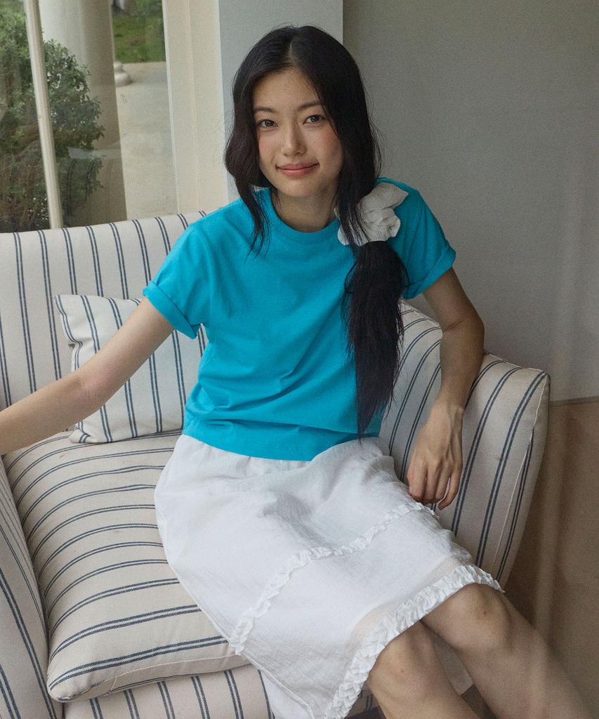 MOOD INSIDE WOMAN (Woman) Color Pack Essential Layered Crop Half Tee_Gray