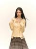 2025 Autumn/Winter European & American Hot Girl Patchwork Lace V-neck Knit Short Cardigan