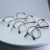 1 Pair Fashionable Unisex Round Full Frame Glasses Stainless Steel Anti-Blue Light Clear Acrylic Lenses