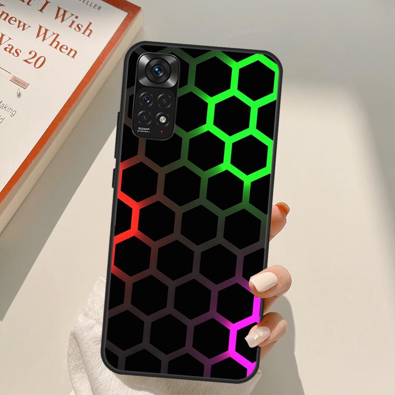 Lumini hexagonale 3D pentru Redmi 10A 10C 9A 9C 9T K40 K50 Husă pentru telefon pentru jocuri pentru Redmi Note 11S 10S 9S 9 10 11 Pro