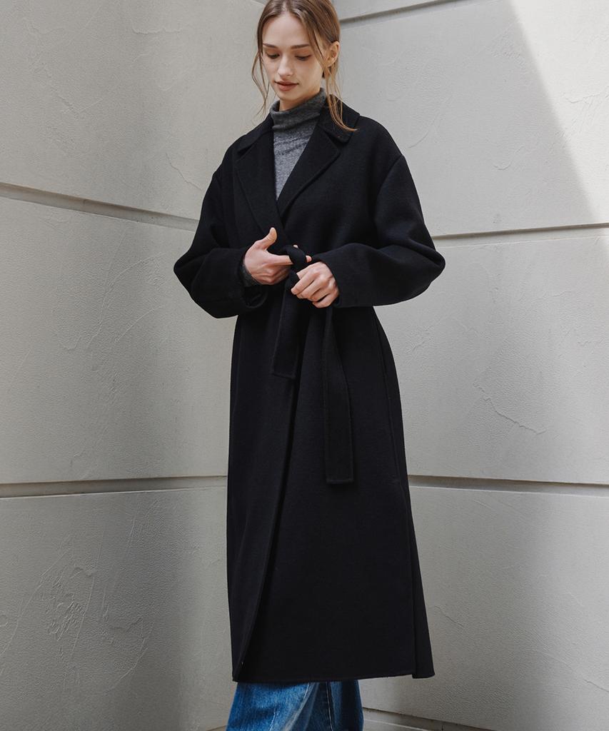 Maloupe 6510 Cashmere Long Coat (Black)