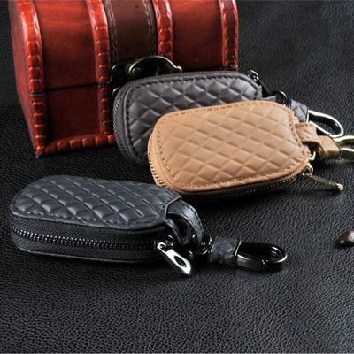 Leather Car Key Case Wallets Universal Car Key Chain Bag Car Remote Control Key Bag Unisex Pouch Zipper Car Key Case