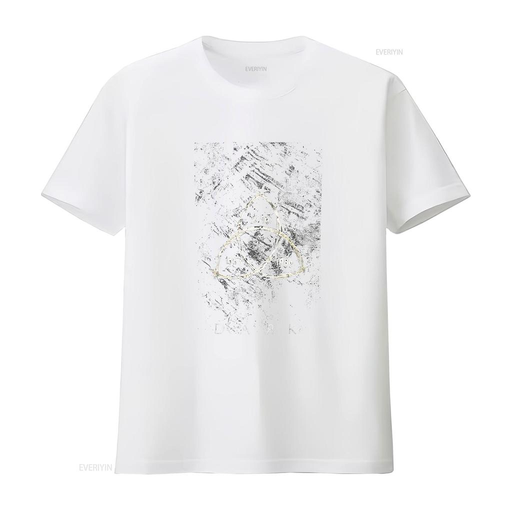 D A R K Series Black T shirt vintage Washed graphic fashion Slightly Breathable Versatile homme Casual Top For Everyday Wear