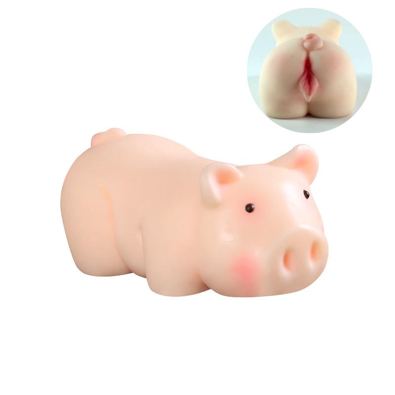 Pánský masturbační pohár Dvoukanálový anální sex Roztomilé prase Krásná panenka Měkká bestialita Erotická sexuální hračka pro dospělé