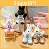 Stylish Cartoon Plush Bunny Keychain With Elegant Pearl Chain For Fashionable Key Accessories