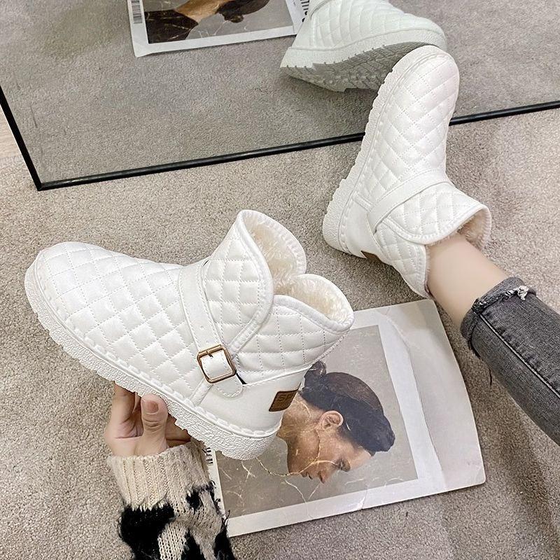 Fashion Leather Waterproof Plush Warm Flat Woman Shoes Winter on Offer 2025 New in Hot Goth Ankle Chic and Elegant Snow Boots for Women
