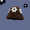 New fresh flower handmade knitted wool hat female sweet versatile face small bucket hat plain face