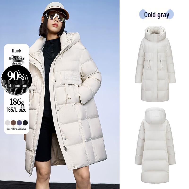 

Женский длинный пуховик с капюшоном L