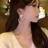 Silver Needle Pearl Diamond Round Pendant Earrings Light Luxury Premium Earrings European and American Retro Simple Fashion Earrings Women