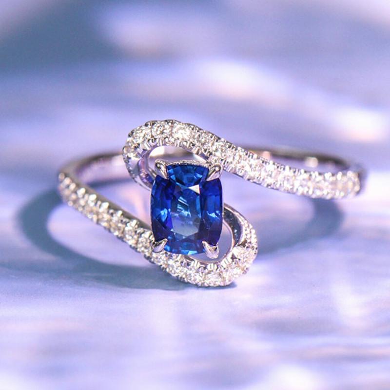 

Huitan великолепные синие кубические циркониевые женские кольца новый дизайн обручальное кольцо аксессуары роскошные CZ новые модные ювелирные изделия 6