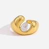 Stainless Steel 18k Gold Zircon Ring Hypoallergenic Fashion Jewelry Women