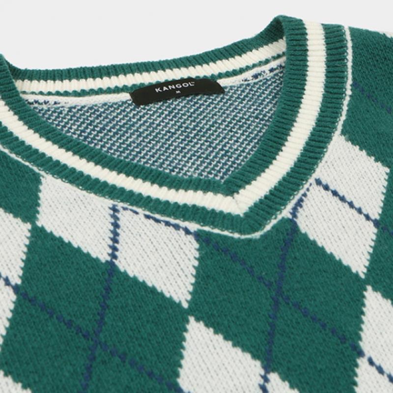 Kangol Women S Argyle Knit veSt 1877 Green