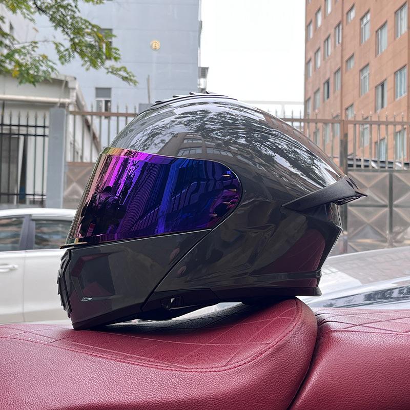 Electric vehicle helmet men's and women's face-opening helmet summer double mirror tail semi-full cover type personalized four-season Bluetooth couple