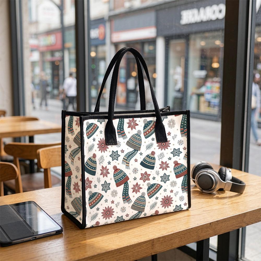 Winter Pattern Tote Bag Fashion Casual Large Capacity Handbag for Daily Use